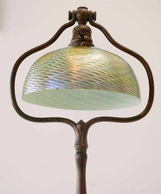 Bronze Floor Lamp with Damascene Shade by Louis Comfort Tiffany 3