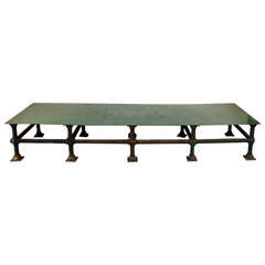 Antique Massive Industrial Low Work-table , New England