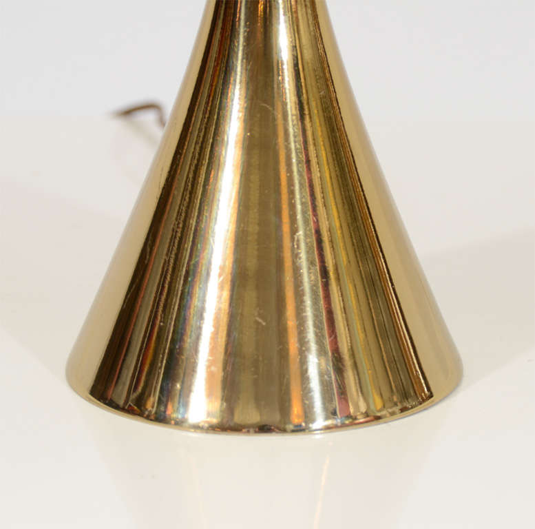 American Pair of Stylish Brass Laurel Lamps