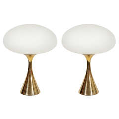 Pair of Stylish Brass Laurel Lamps
