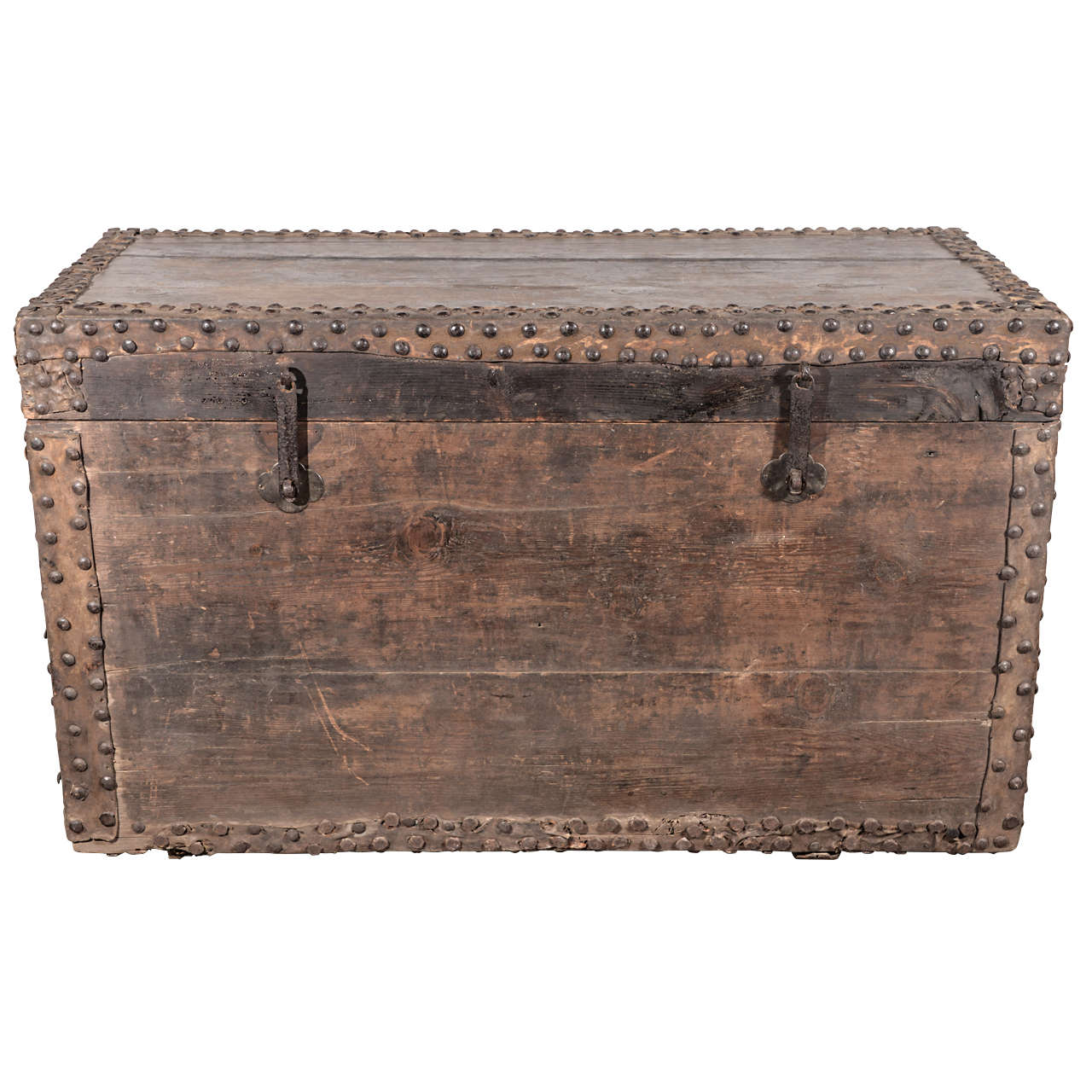 Antique Travel Trunk in Elm with Original Paint Patina