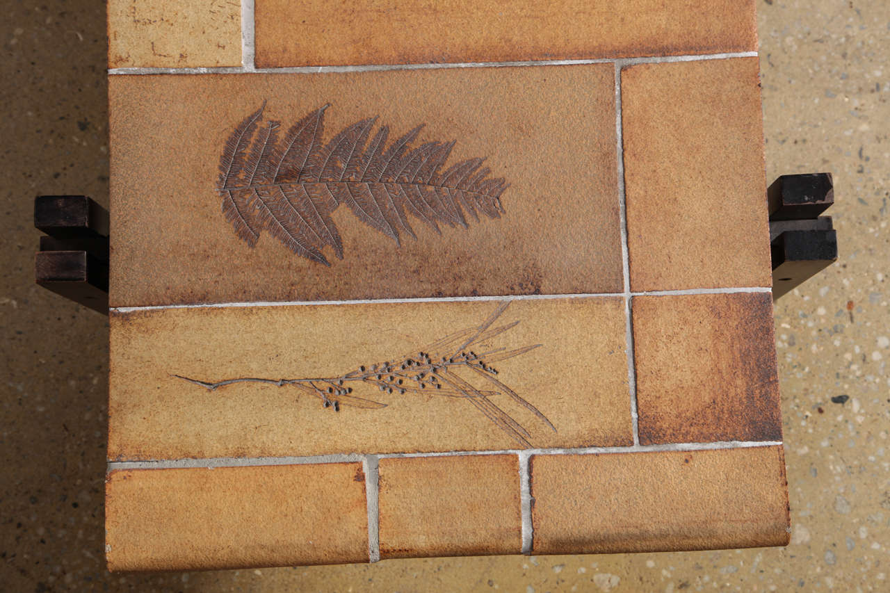 Modern Roger Capron Fossilized Tile Coffee Table, Circa 1960