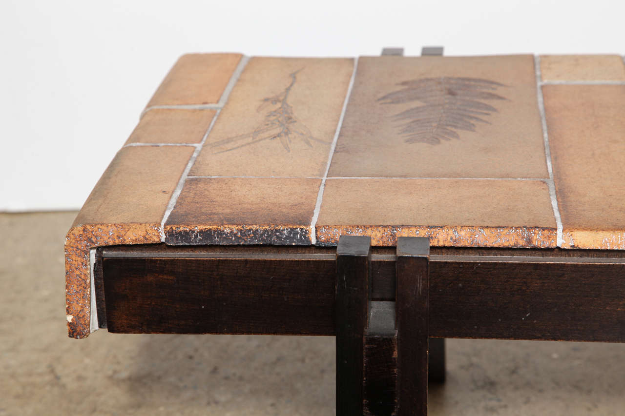 Earthenware Roger Capron Fossilized Tile Coffee Table, Circa 1960
