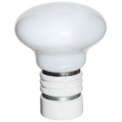Retro Mazzega Murano Style White Glass & Chrome "Lightbulb" Table Lamp, 1970's