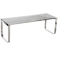 Milo Baughman Chromed slatted Steel Bench