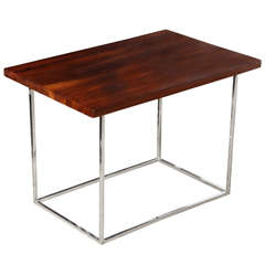 1960's Milo Baughman for Thayer Coggin Chrome and Solid Walnut Ocassional Table 11