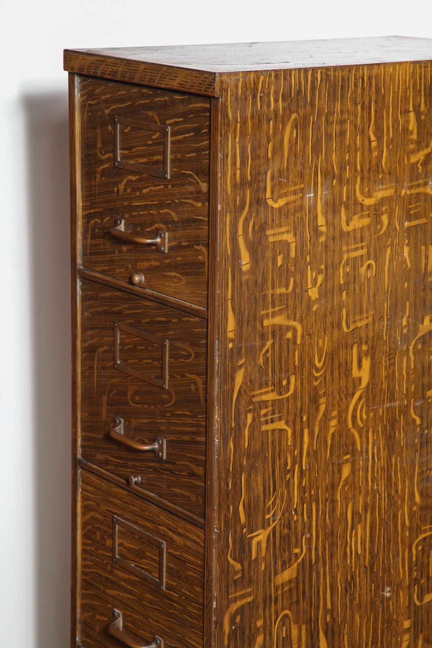 circa 1910 painted 4 drawer Metal File For Sale at 1stDibs