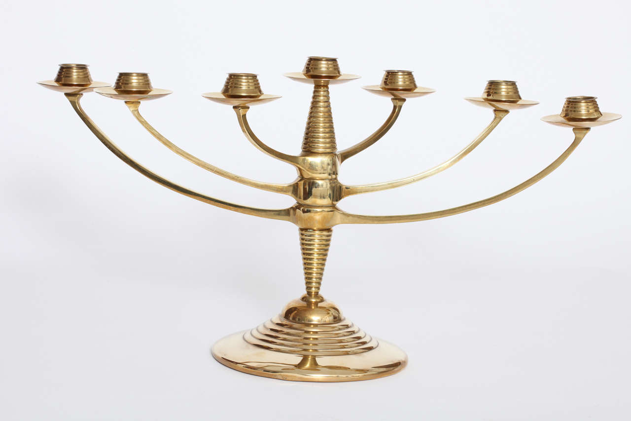 Bruno Paul Brass Seven Arm Swivel Candelabra, 1901, Germany For Sale 1