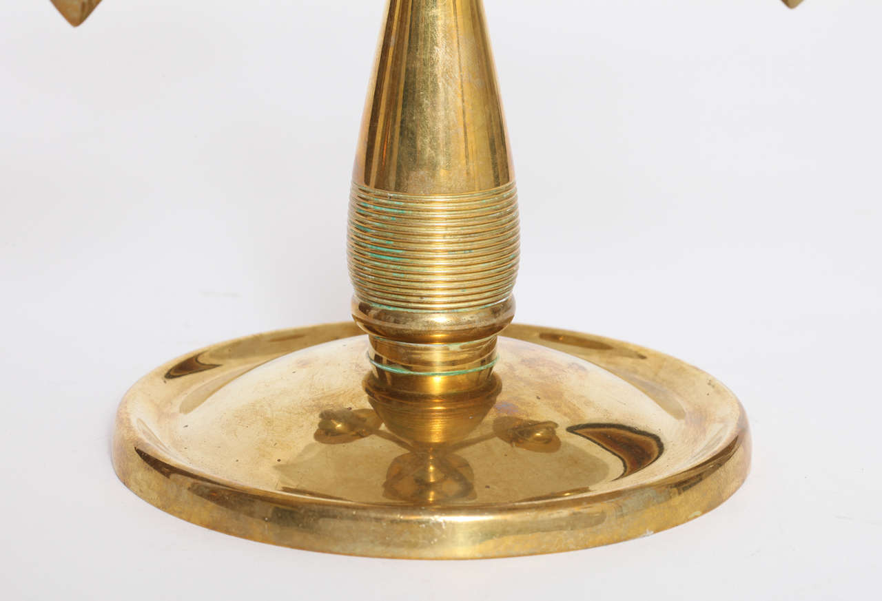 Bruno Paul Brass 5 Arm Candlestick, 1901, Germany. In Excellent Condition For Sale In New York, NY