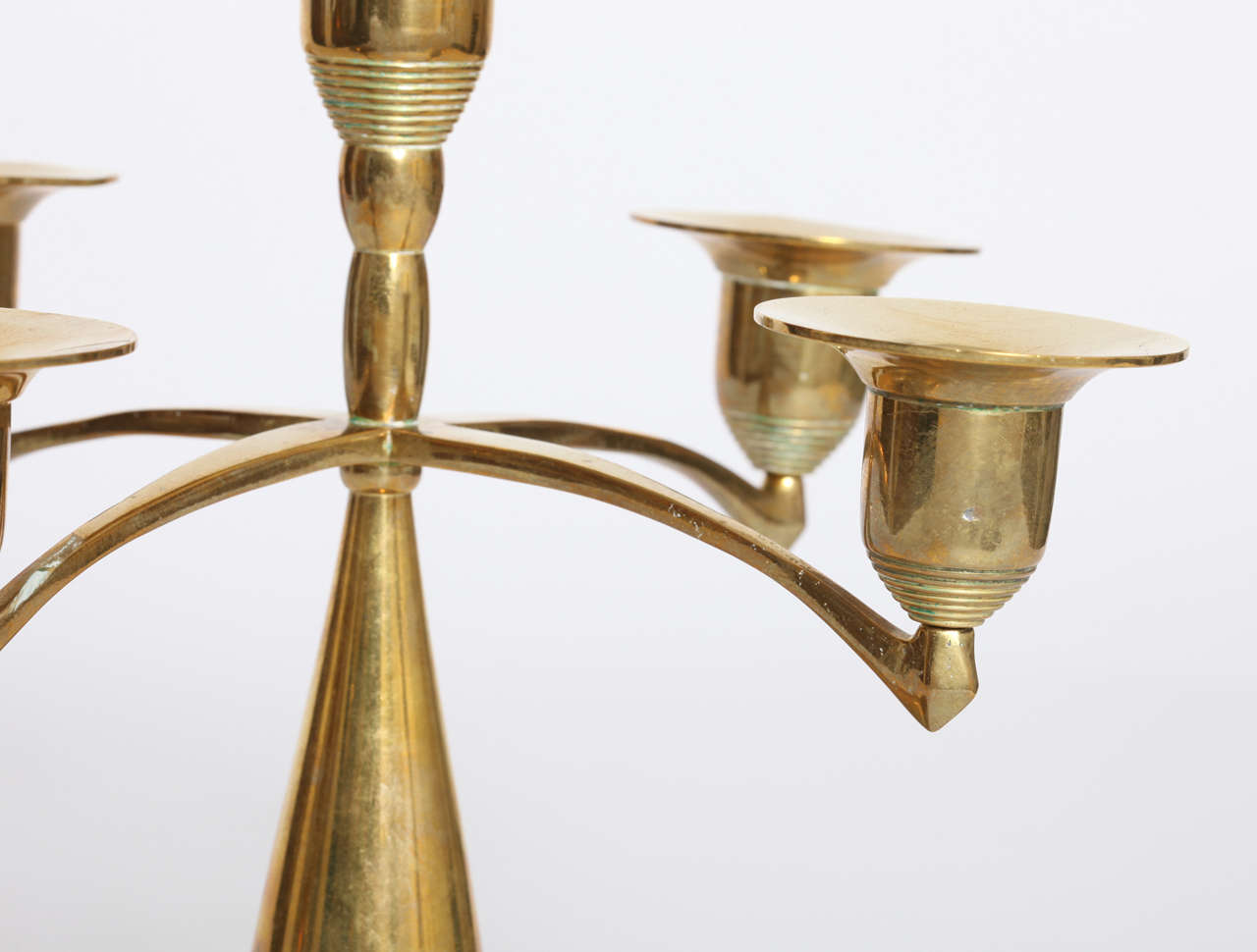20th Century Bruno Paul Brass 5 Arm Candlestick, 1901, Germany. For Sale
