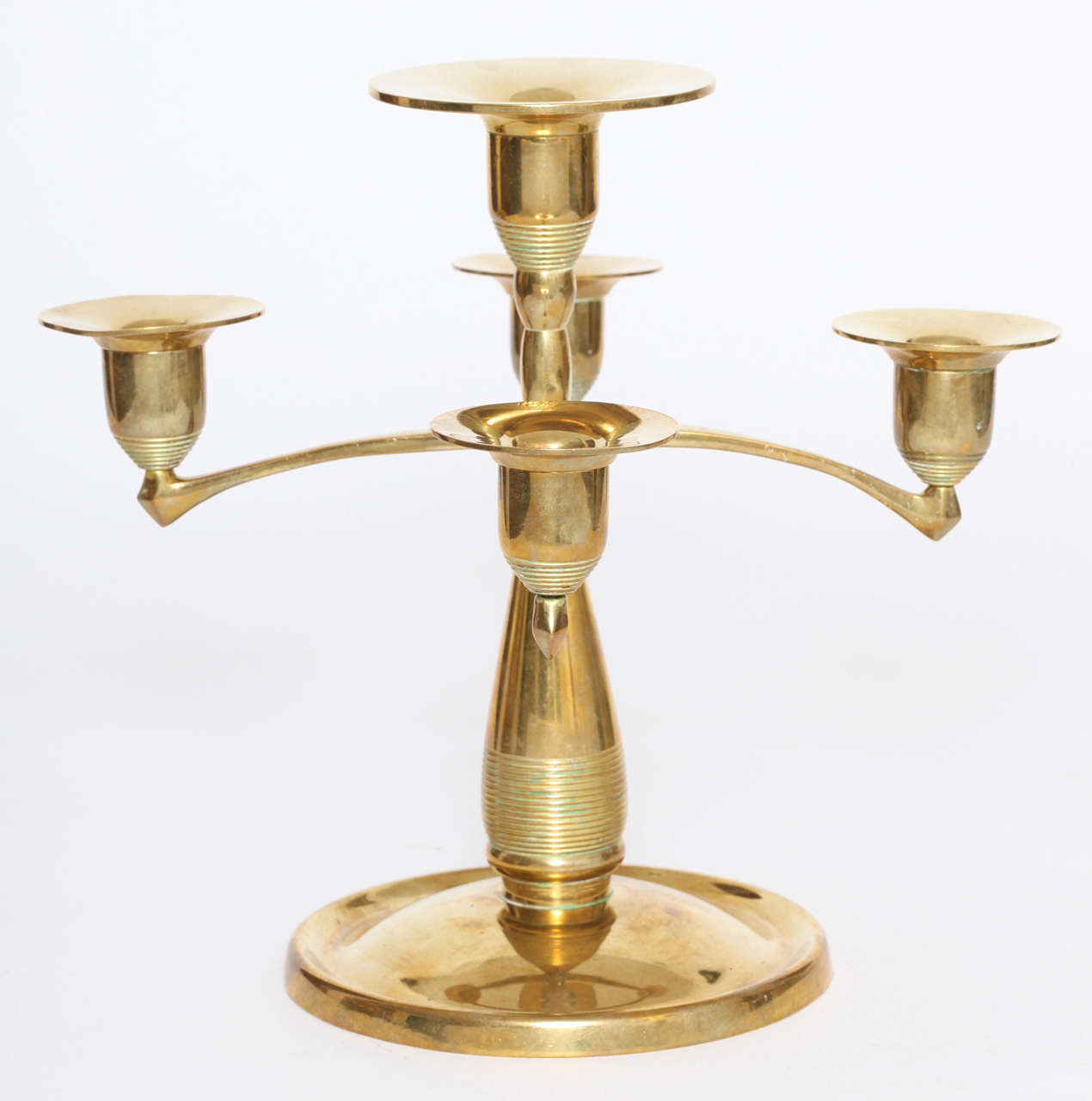 Bruno Paul Brass 5 Arm Candlestick, 1901, Germany. For Sale 1