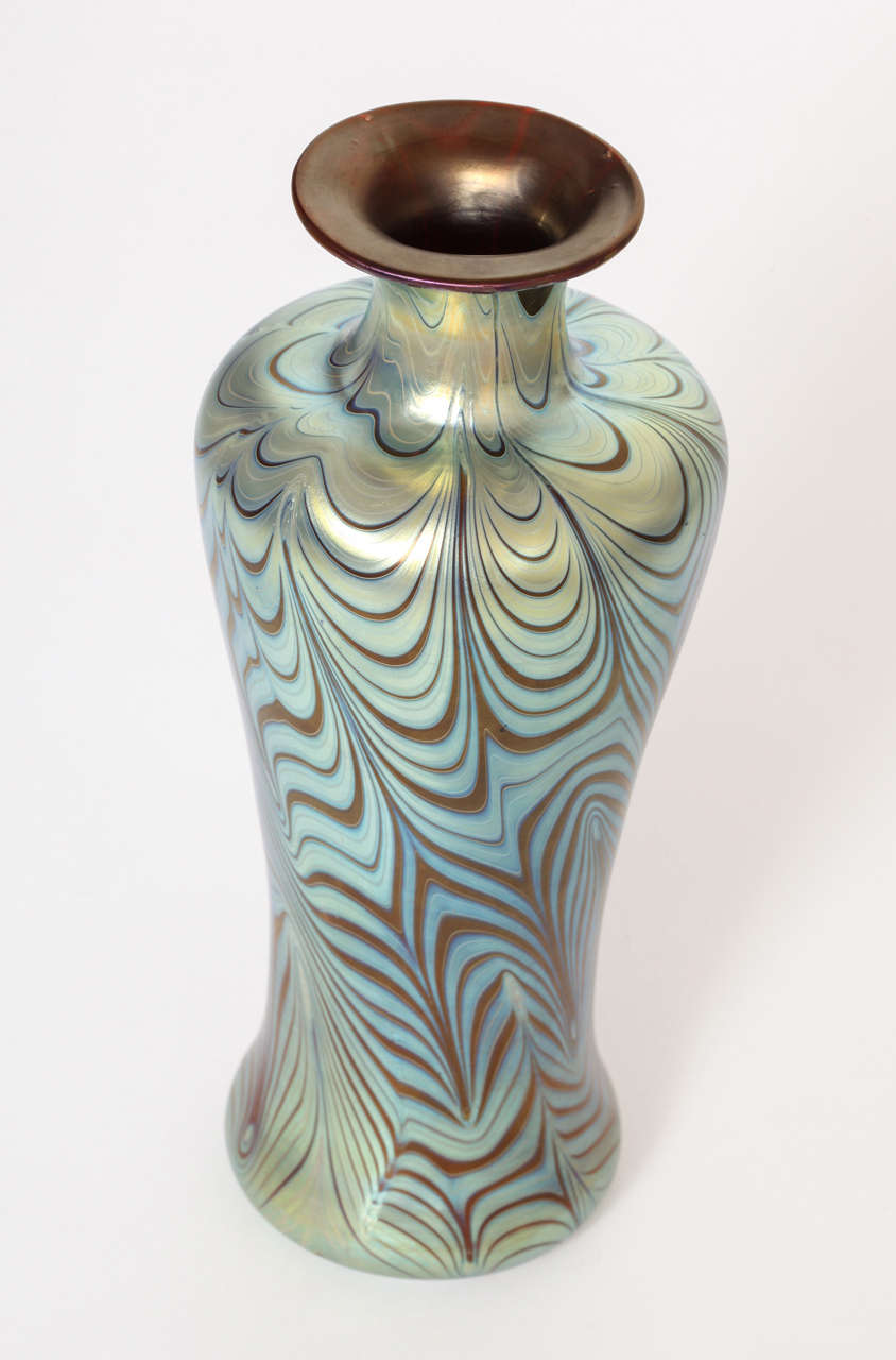 Austrian Tall Loetz Ruby Interior Phaenomen Genre 7993 Vase, Great Form, 1899