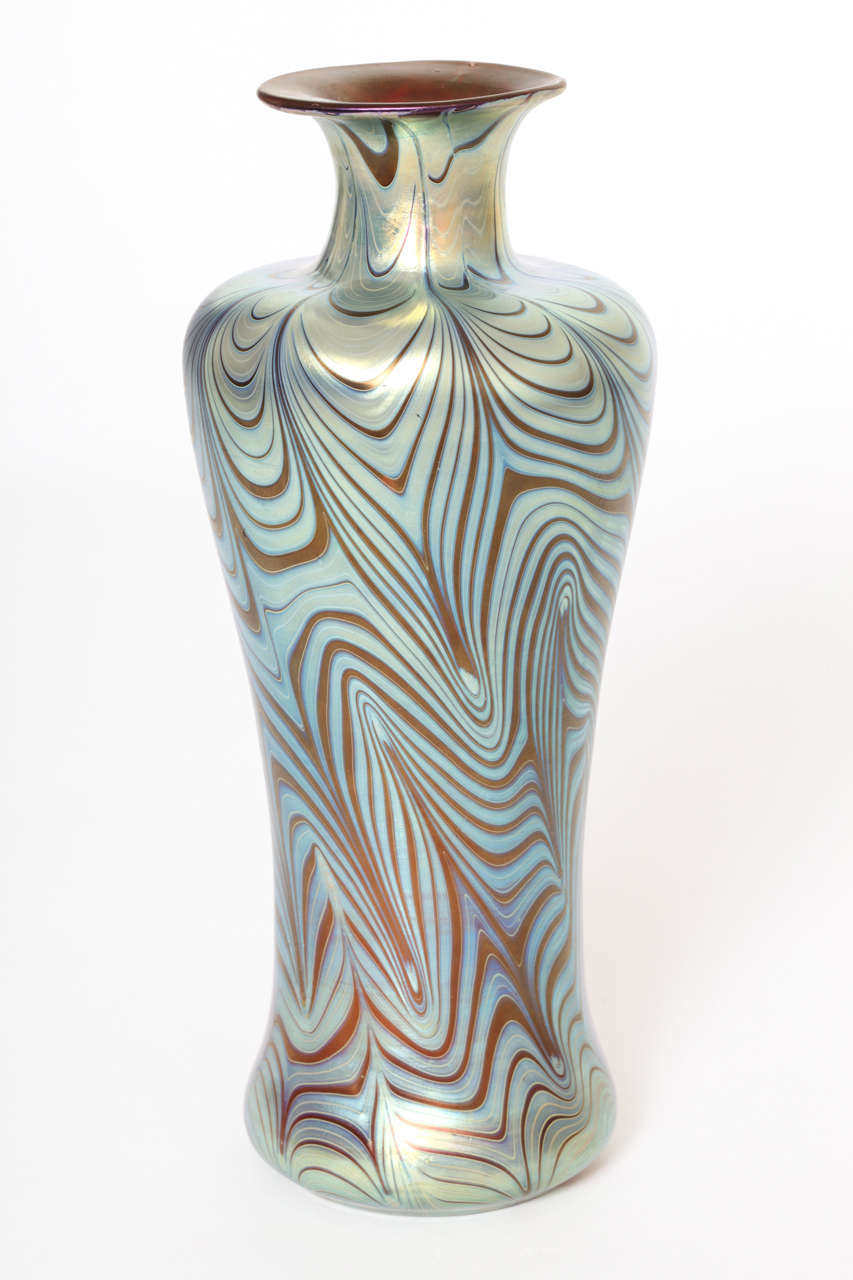 Glass Tall Loetz Ruby Interior Phaenomen Genre 7993 Vase, Great Form, 1899