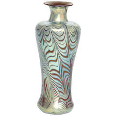 Tall Loetz Ruby Interior Phaenomen Genre 7993 Vase, Great Form, 1899