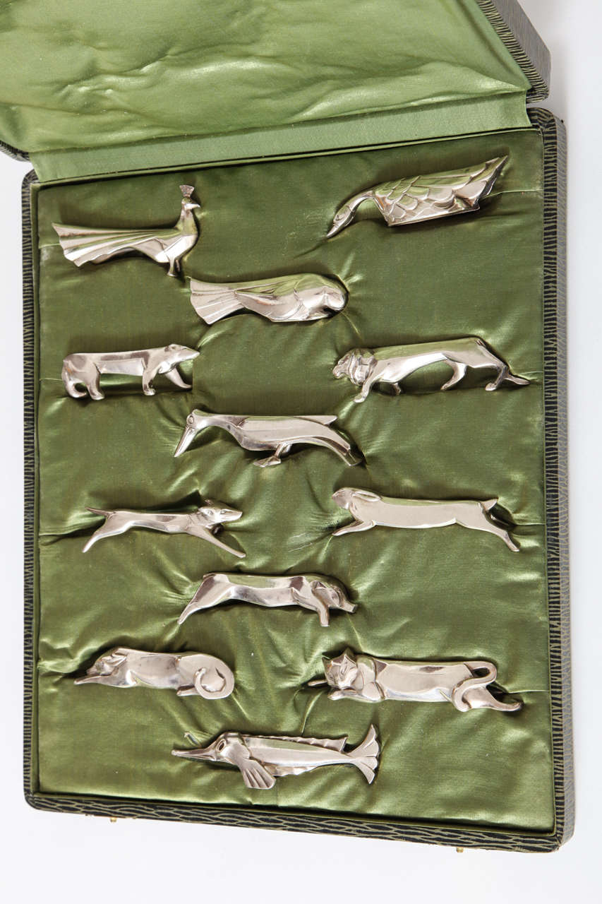 Christofle Art Deco Animal Knife Rests - France 1925 In Excellent Condition In New York, NY