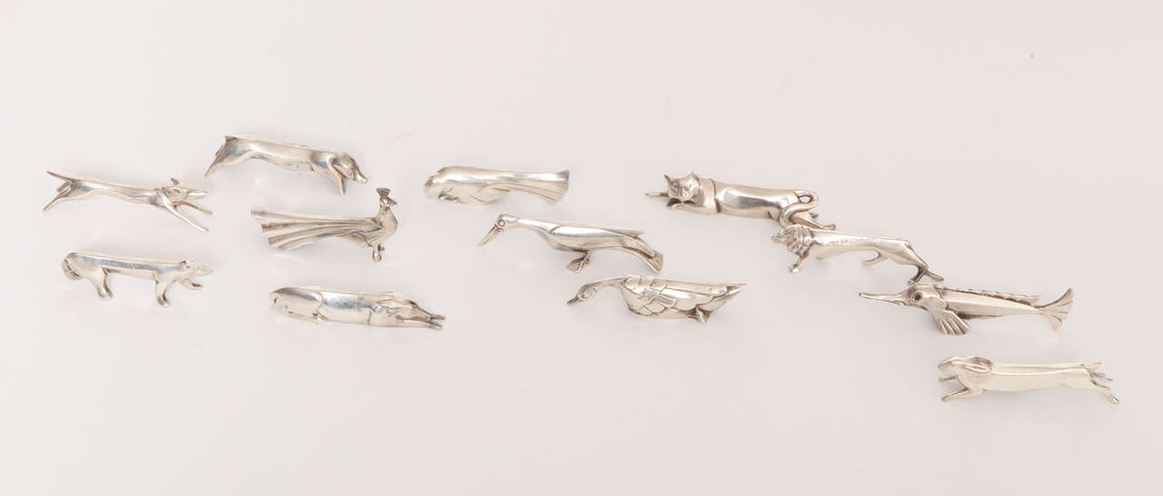 20th Century Christofle Art Deco Animal Knife Rests - France 1925