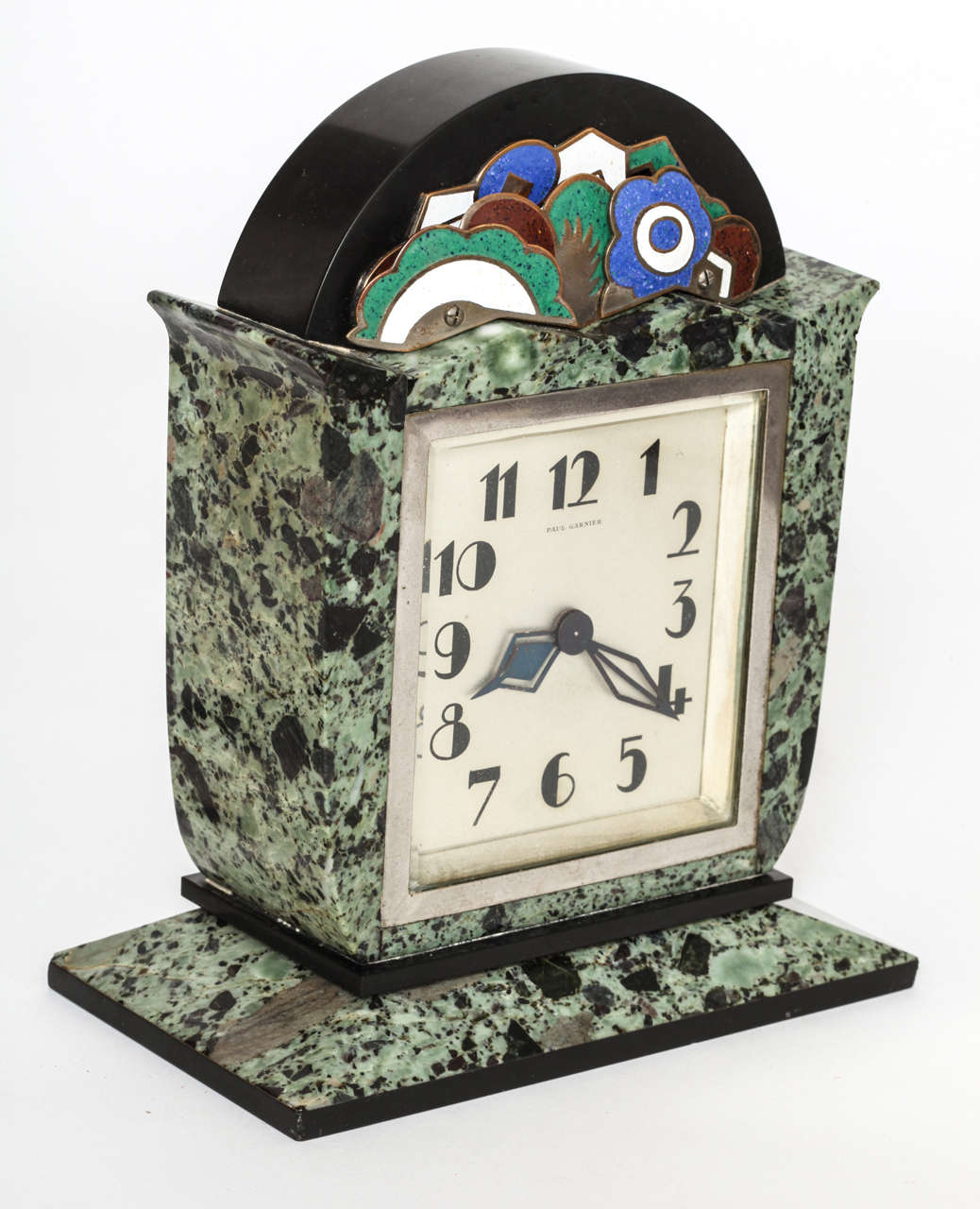 French Art Deco Enamel and Marble Clock 1925 at 1stdibs
