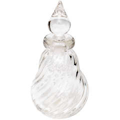 Archimede Seguso Blown Murano Glass Ribbed & Swirled Perfume Bottle