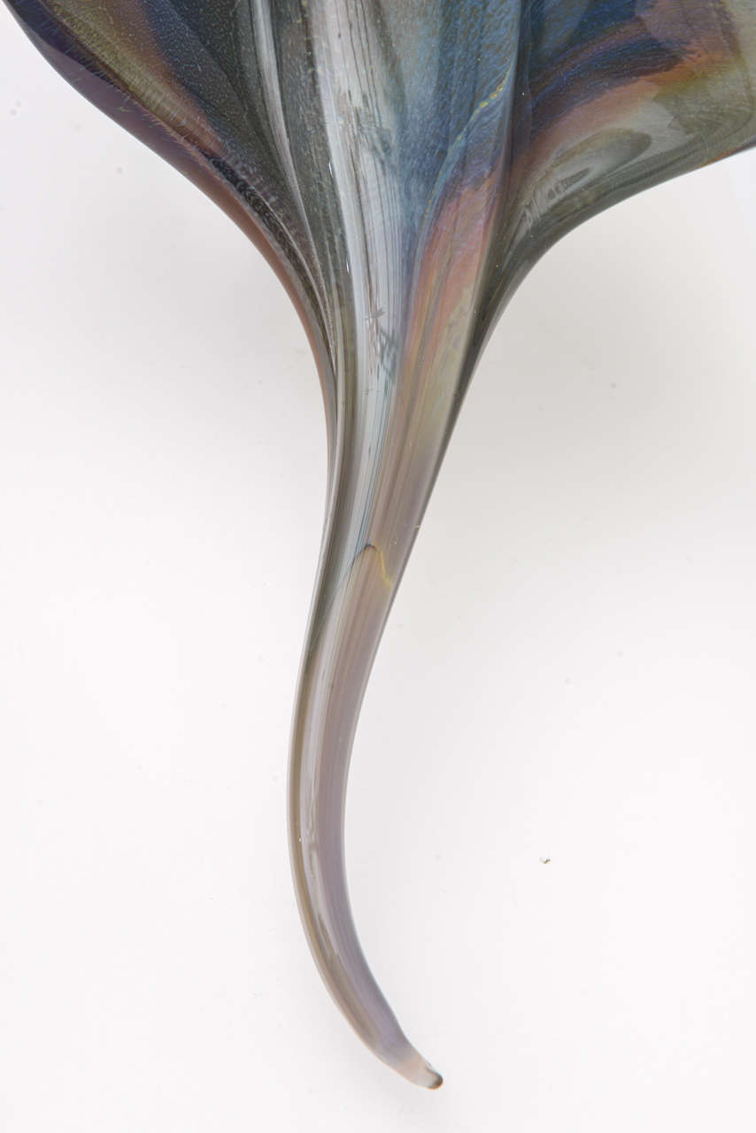 Blown Glass Signed Oscar Zanetti Handblown Murano Glass Rays Sculpture on Crystal Arm For Sale