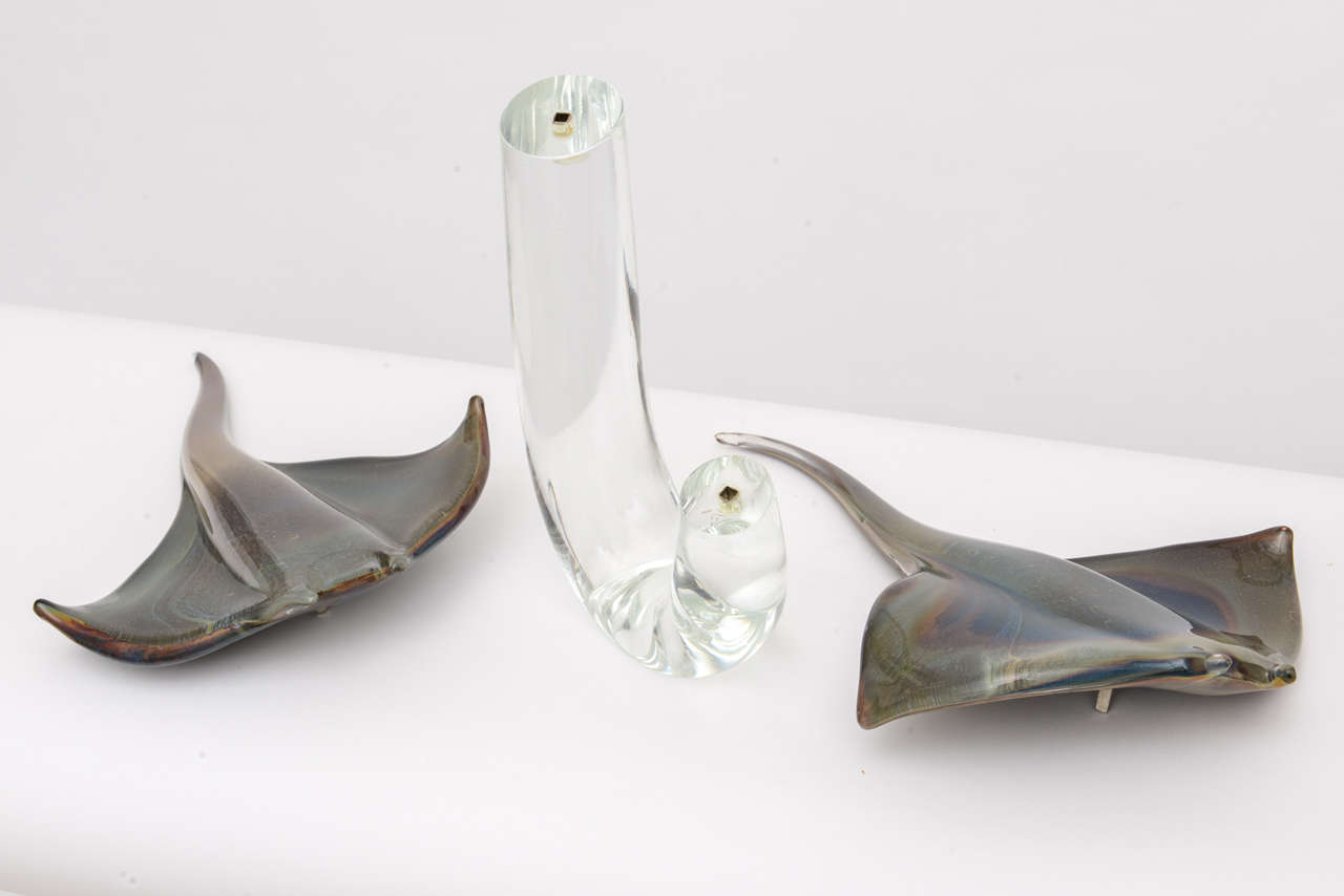 Signed Oscar Zanetti Handblown Murano Glass Rays Sculpture on Crystal Arm For Sale 2