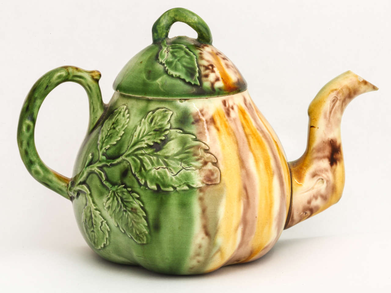 18th Century and Earlier A Rare Whieldon School Pottery Pear Shape Teapot