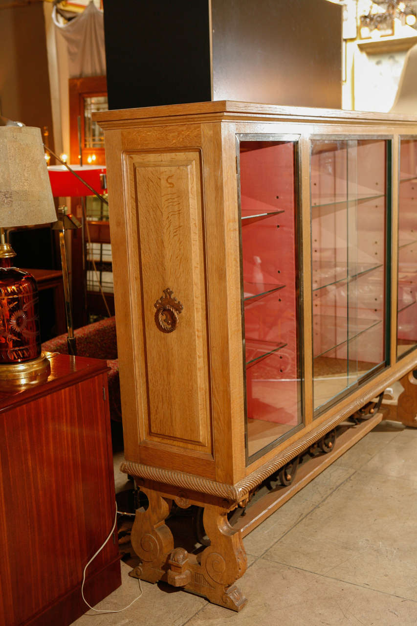 Oak French Modern Display Cabinet For Sale