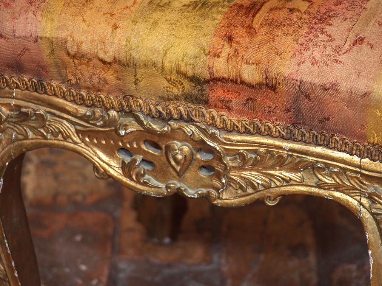 Hand-Carved French Regence Style Carved and Gilded Tabouret