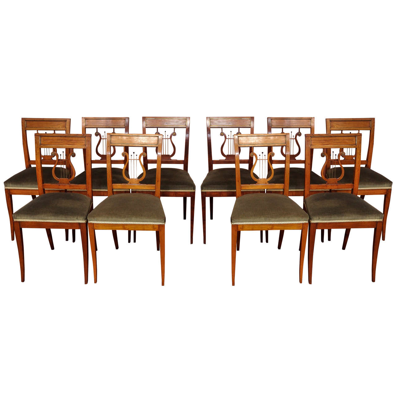 Ten French Directoire Style Dining Chairs