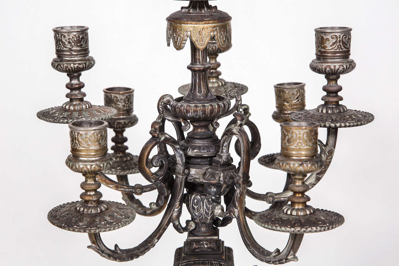 Antique Aged Brass Candelabra 3