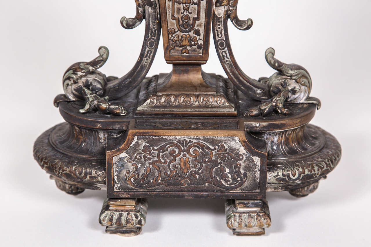 Antique Aged Brass Candelabra In Excellent Condition In Pasadena, CA