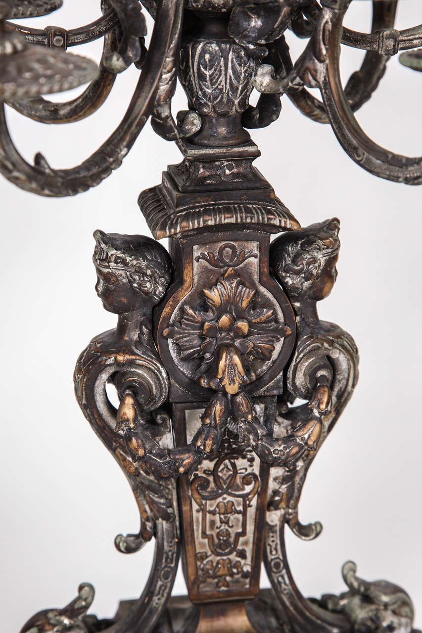 20th Century Antique Aged Brass Candelabra