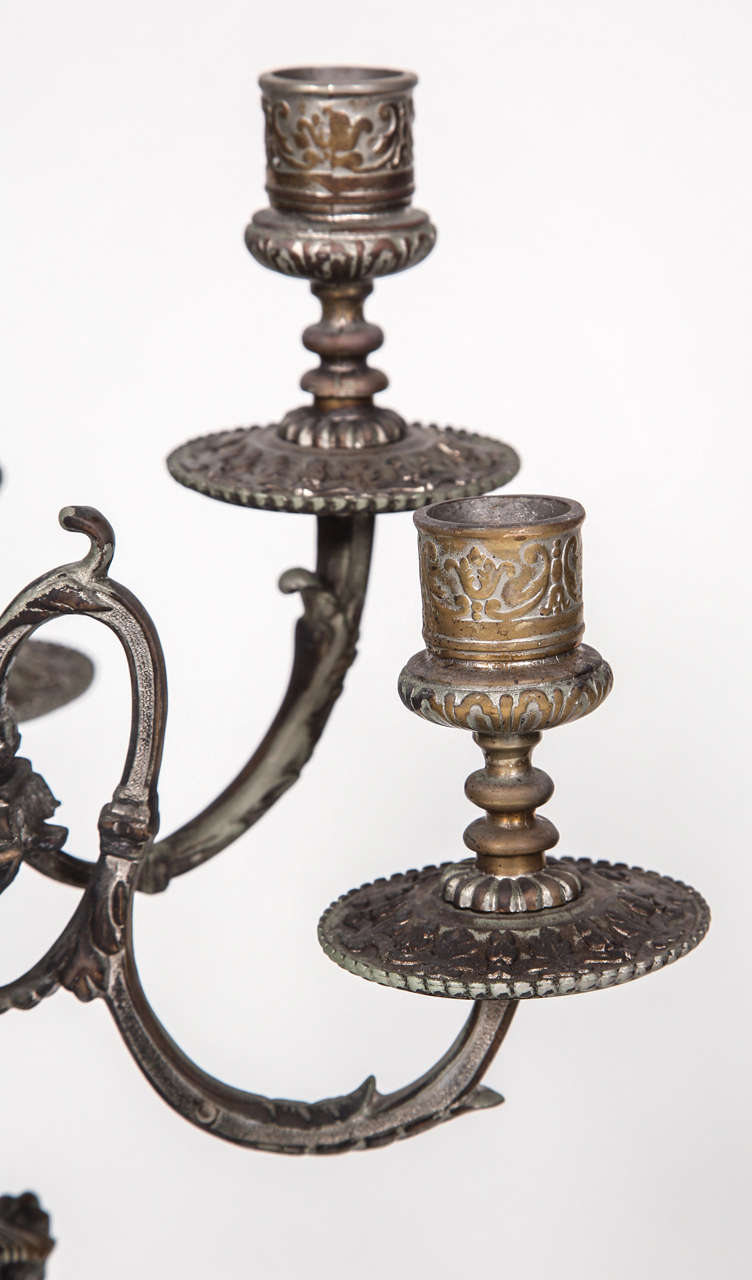 Antique Aged Brass Candelabra 2