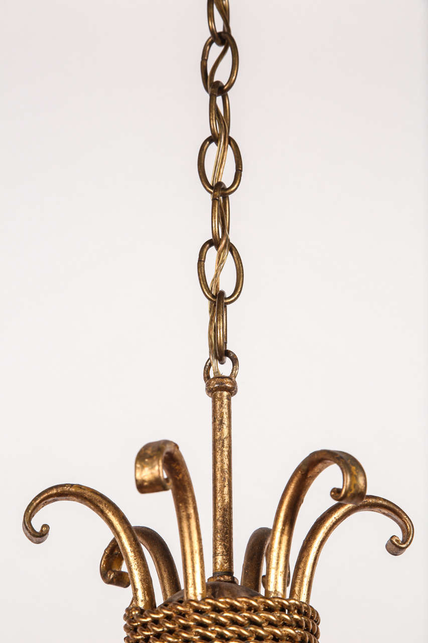 American Six-Candle Wrought Chandelier with Rope Design