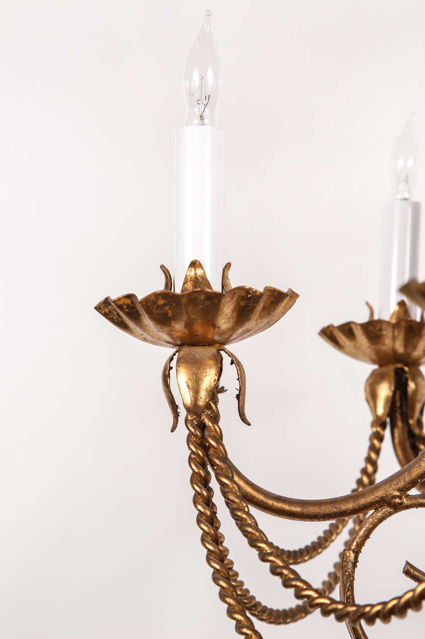Six-Candle Wrought Chandelier with Rope Design 2