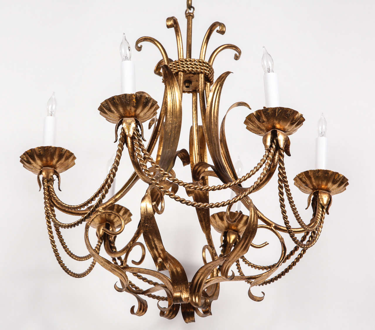 Six-Candle Wrought Chandelier with Rope Design 4