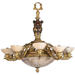 Bronze and Alabaster Chandelier 7