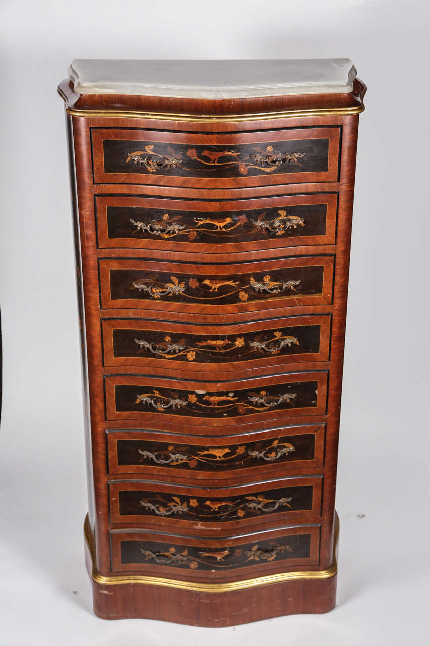 Tall Inlaid Eight Drawer Lingerie Chest 1