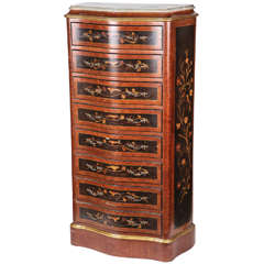Tall Inlaid Eight Drawer Lingerie Chest