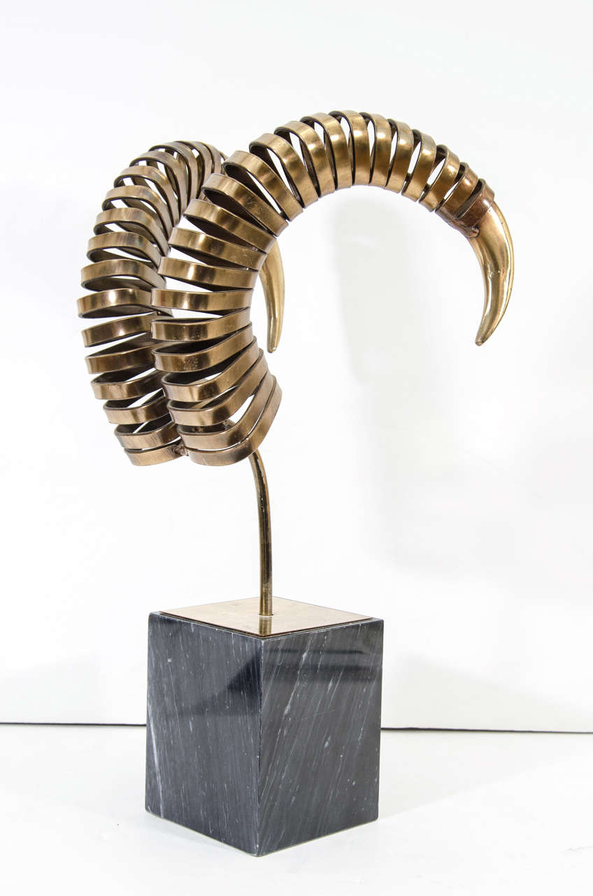 20th Century Vintage Brass Ram's Horn Sculpture by Curtis Jere