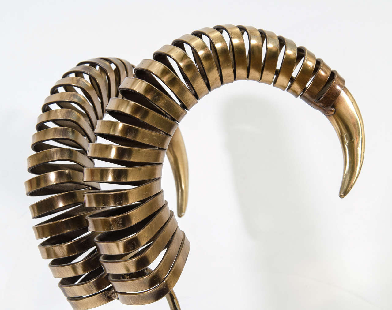 Vintage Brass Ram's Horn Sculpture by Curtis Jere 1