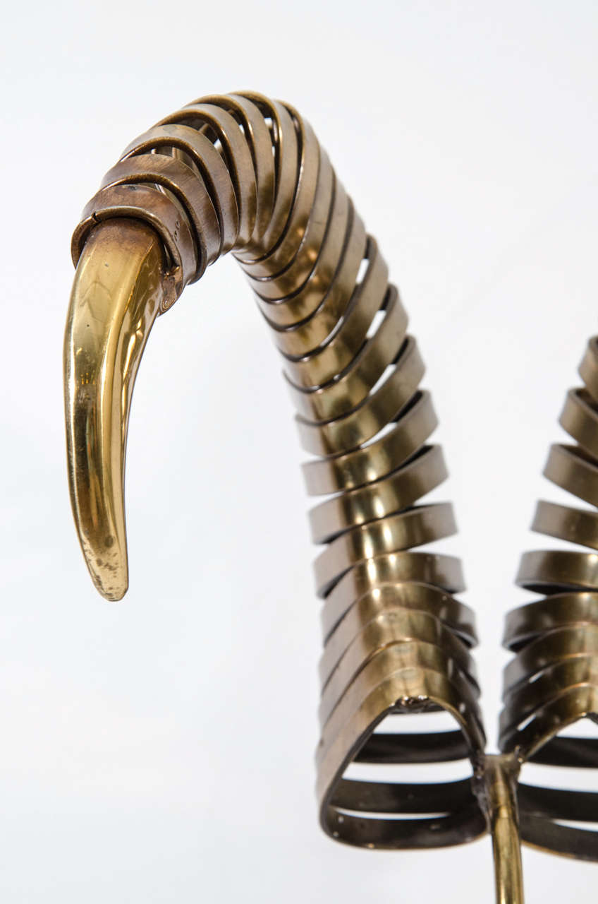 Vintage Brass Ram's Horn Sculpture by Curtis Jere 5