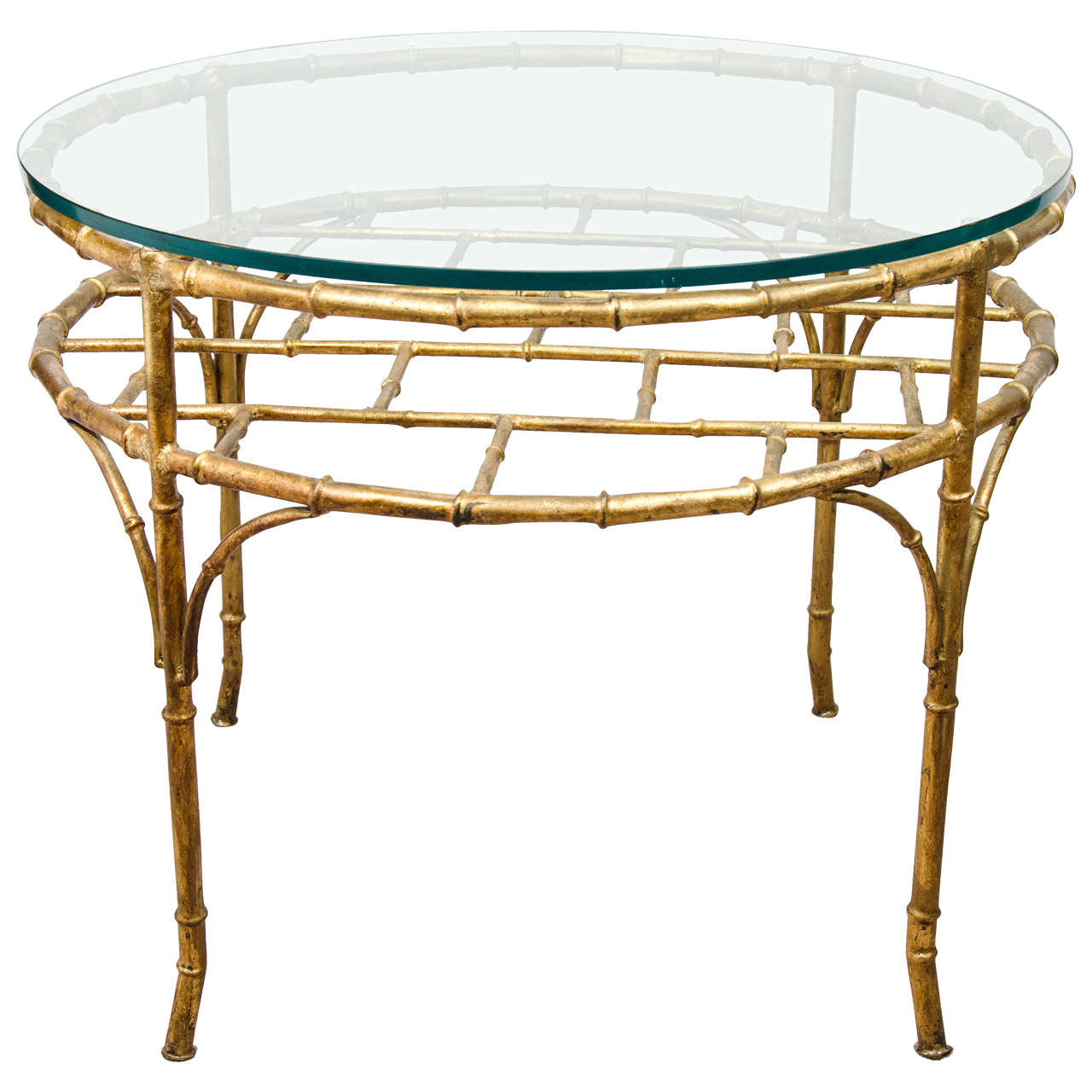 Gilt-metal faux-bamboo occasional table, 1950s