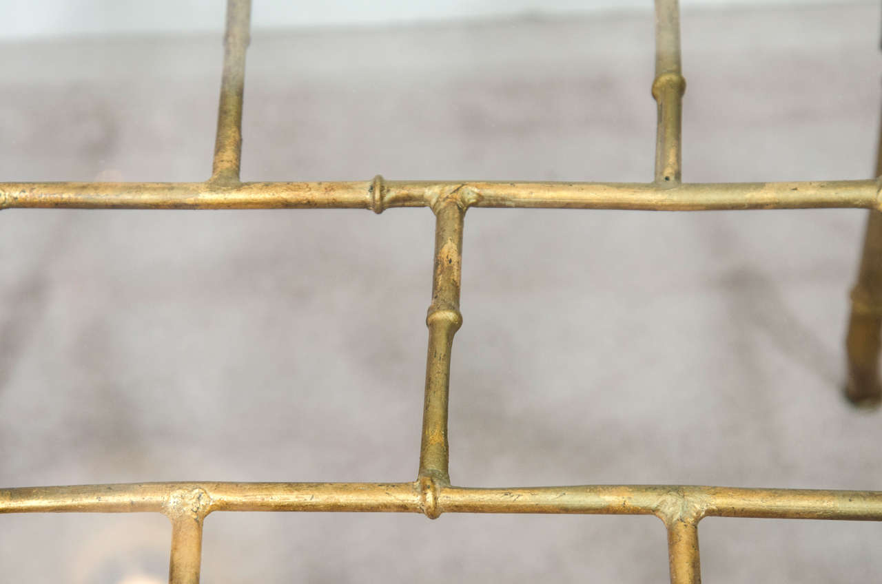 Mid Century Gilt Metal Faux Bamboo Occasional Table In Good Condition In Astoria, NY