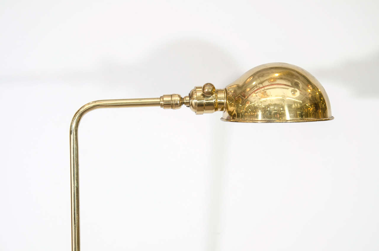 American Mid Century Brass Reading Lamp with Adjustable Height