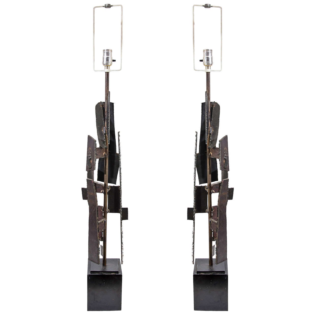 Pair of Midcentury Brutalist Lamps by Harry Balmer for Laurel
