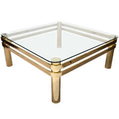 Brass and Glass Coffee Table with Ribbon Band Detailing