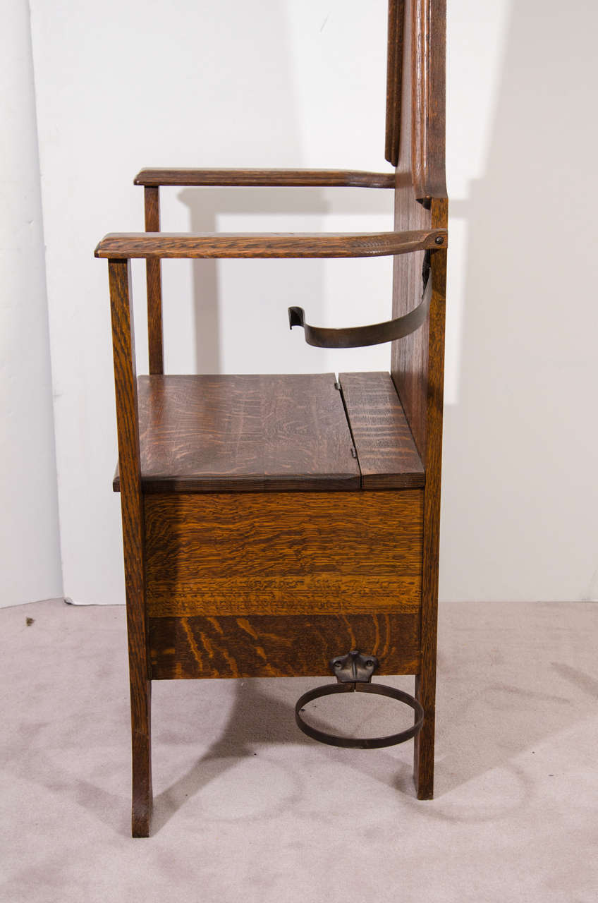 19th Century Antique Chair-Form Victorian Oak Hall Tree