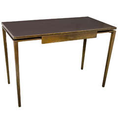 A Midcentury Custom Made Cartier Bronze and Leather Desk