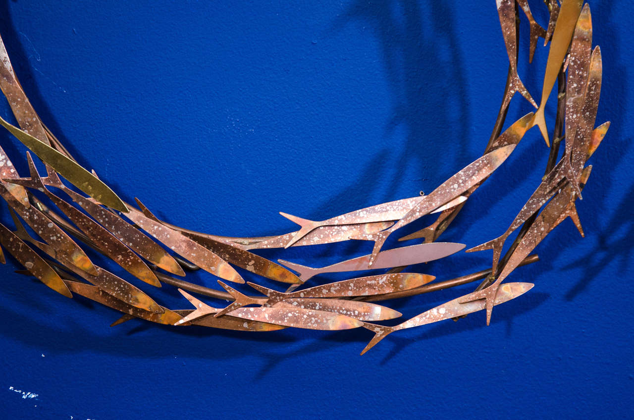 school of fish wall sculpture