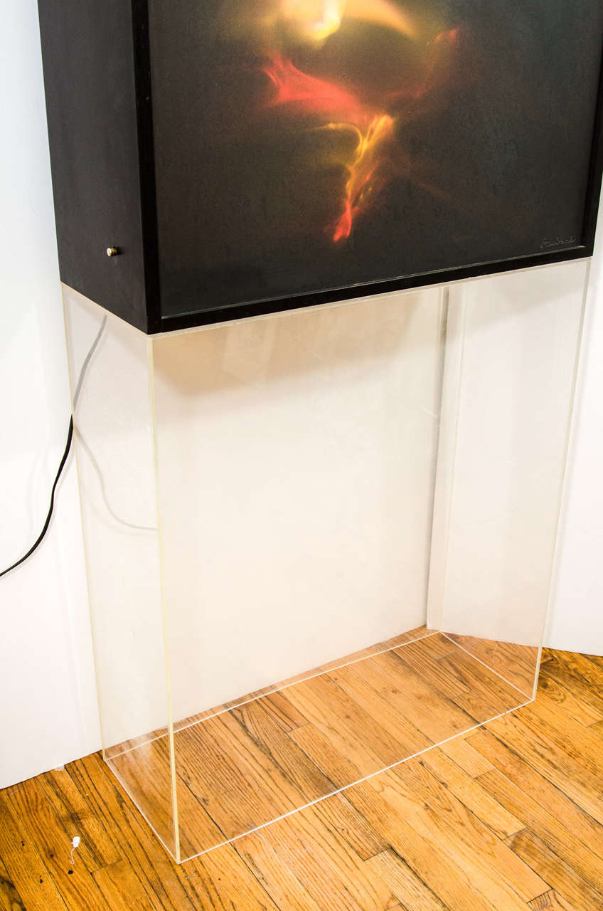 American Earl Reiback Kinetic Lightbox Sculpture w/ Lucite Stand